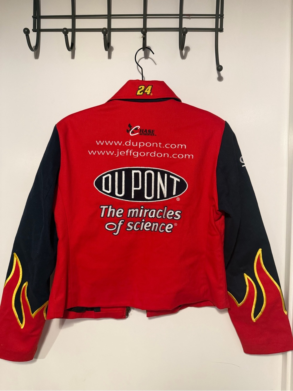 DuPont Racing Jacket with Red and Black Flame Design - Picture 2 of 2